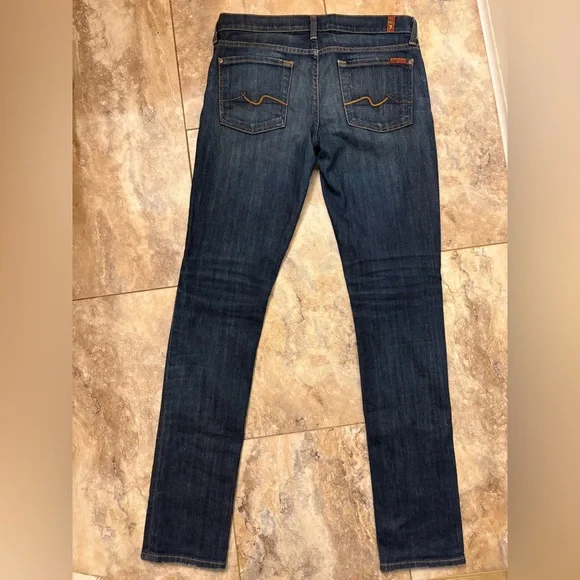 7 For All Mankind Roxanne Straight Leg Denim Blue Jeans Womens Size 28